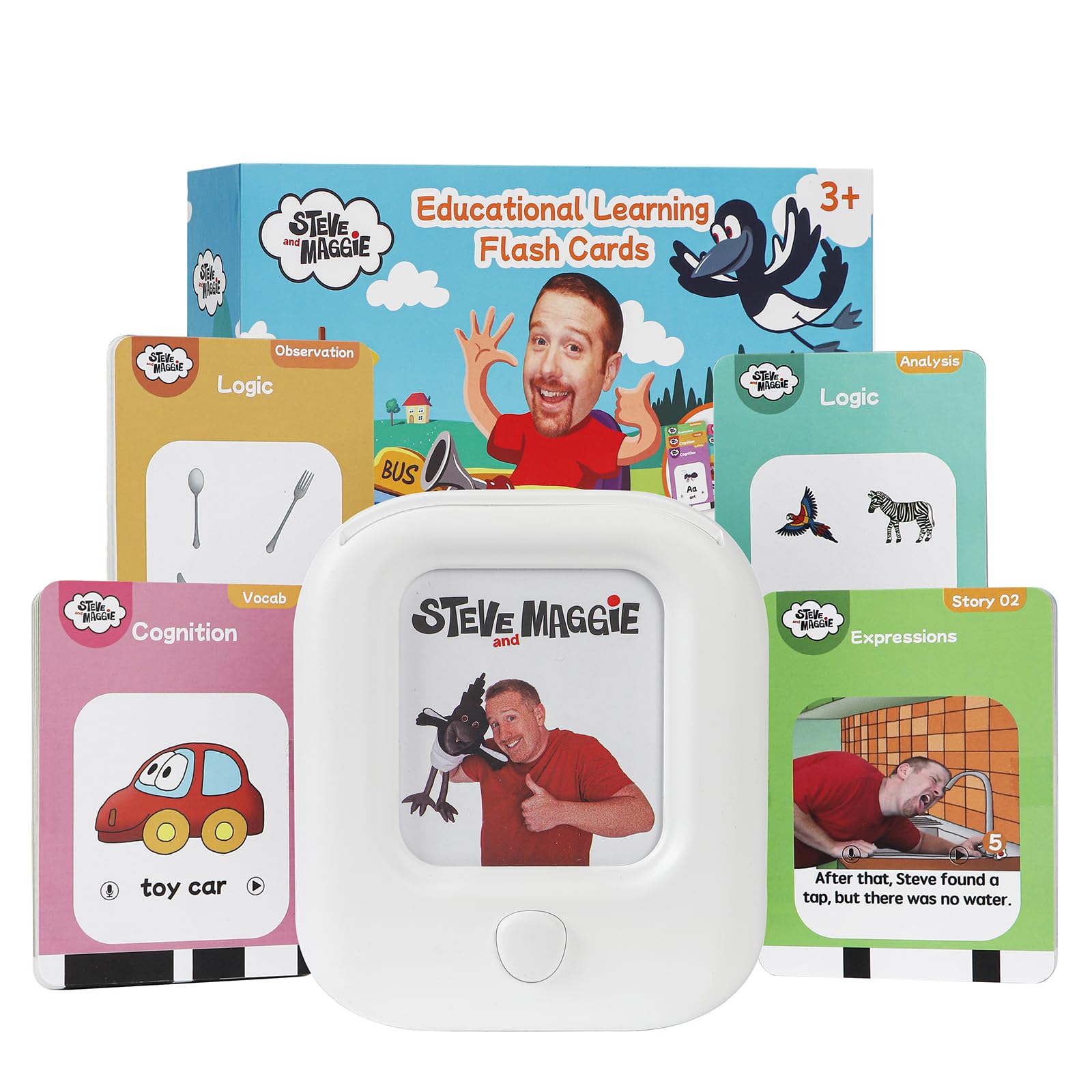 STEVE and MAGGIE Kids Toddler 321 Pcs Double Sided Talking Sight Word Flash Card,Montessori Toys,Speech Therapy,Cognition, Expressions, Logic,Autism Sensory Toys,Learning Educational Gifts for Boys