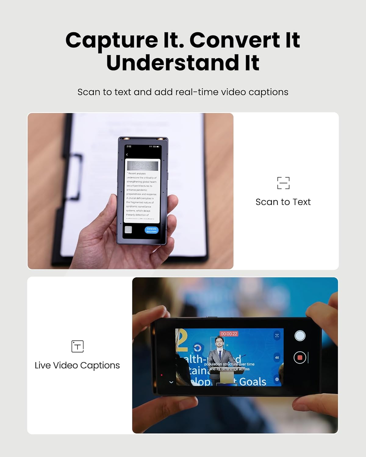 iFLYTEK AI Recorder S6, AI Voice Recorder with Real-Time Transcription & AI Summaries, Long-Range Recording, HD Audio, Offline Mode & Translation, Smart Recorder for Meetings, Interviews & Lawyers