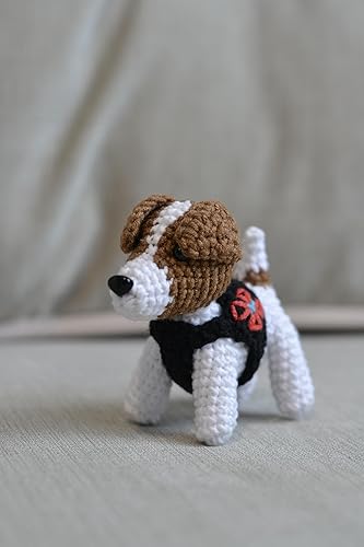Miniatura 4 de Patron Dog Minesweeper - Juego de animales de peluche de ganchillo hecho a mano, perro patrón de punto soldado ucraniano, decoración suave de felpa