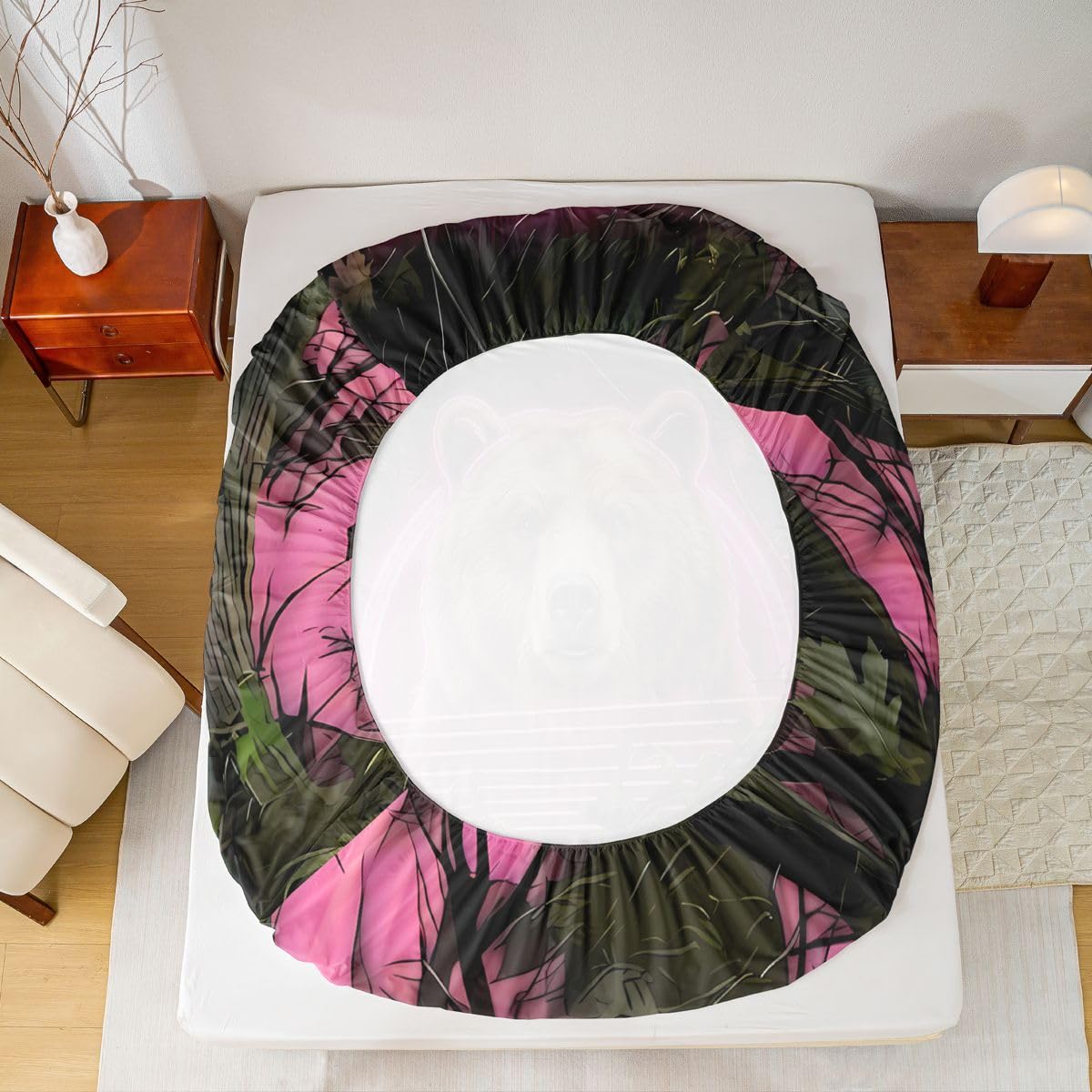 Homemissing Sábana bajera ajustable de camuflaje con 2 fundas de almohada, tamaño King, con bolsillo profundo de 16 pulgadas, para niños y niñas, para decoración de dormitorio de adolescentes (sin