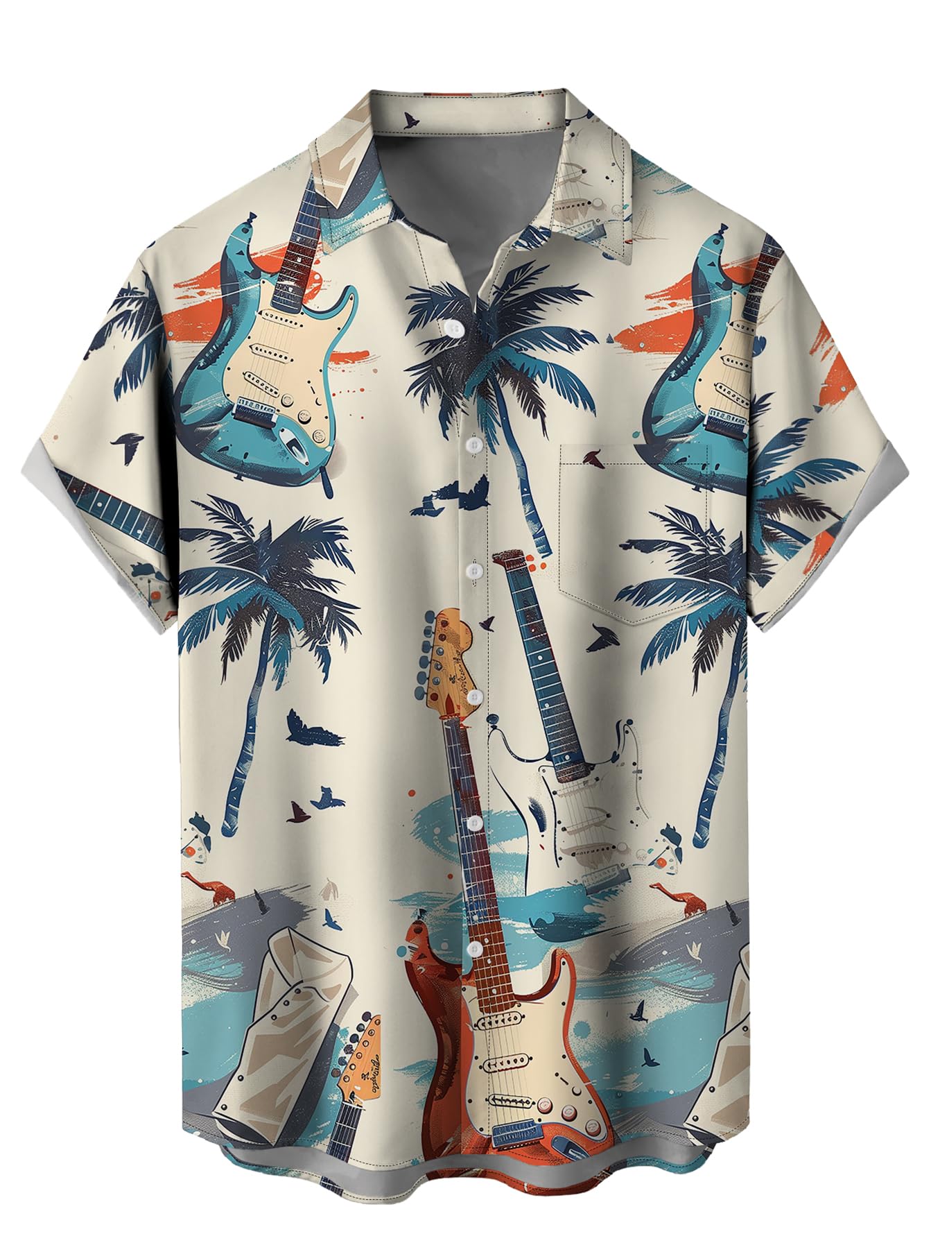 WRITKC Tropical Shirts Button Down Holiday Casual Hawaiian Short Sleeve Men Loose Beach Shirts