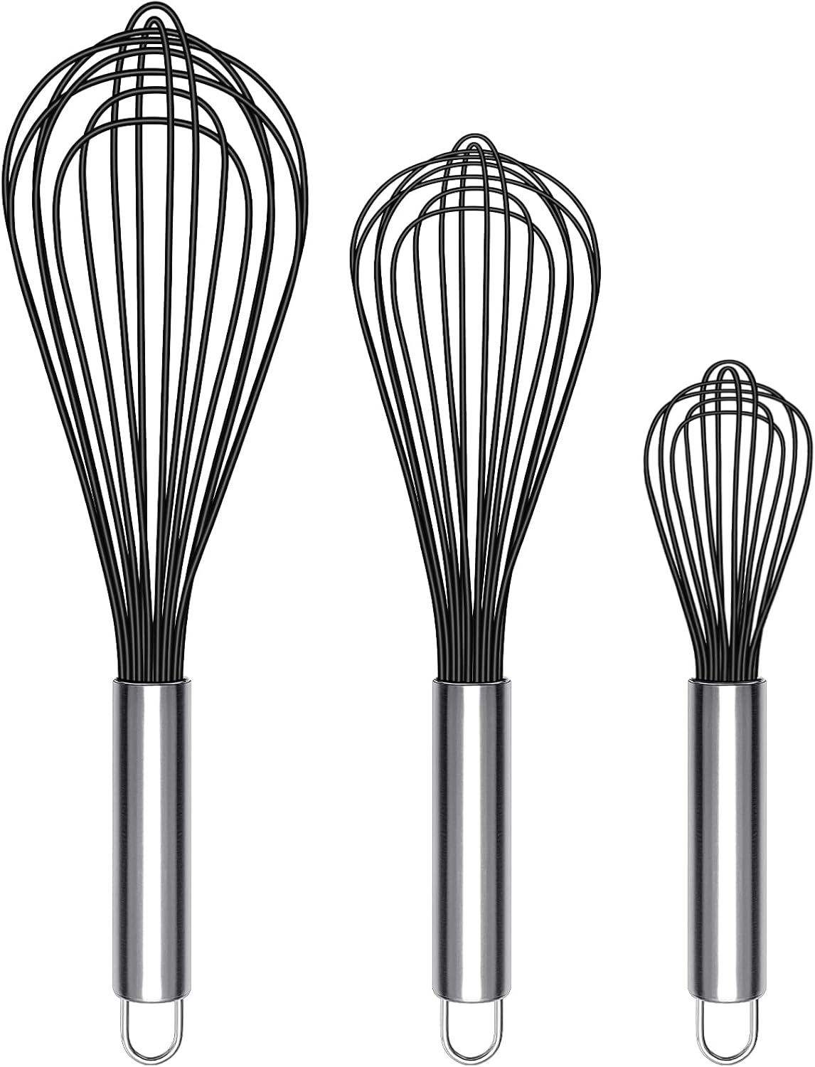 TEEVEA Silicone Whisk,Non Stick Kitchen Whisks for Cooking