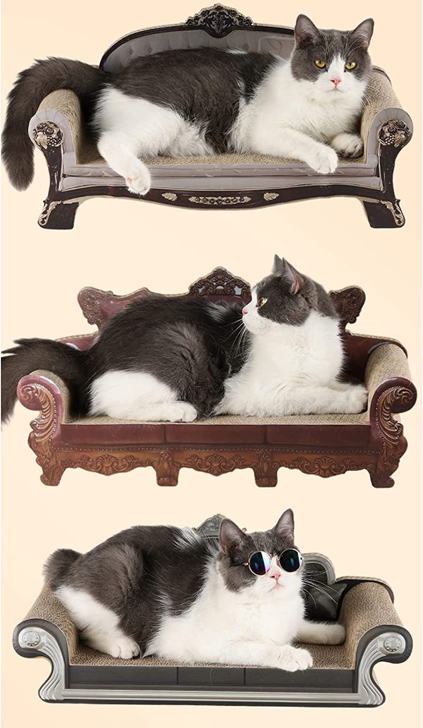 Rascadores para Gatos Almohadillas De Cartón Para Rascador De Gatos, Cartón Corrugado Reversible Duradero Y Reversible Para Gatos De Interior, Juego De Sueño Y Garra Para Moler Afilador de uñas para M