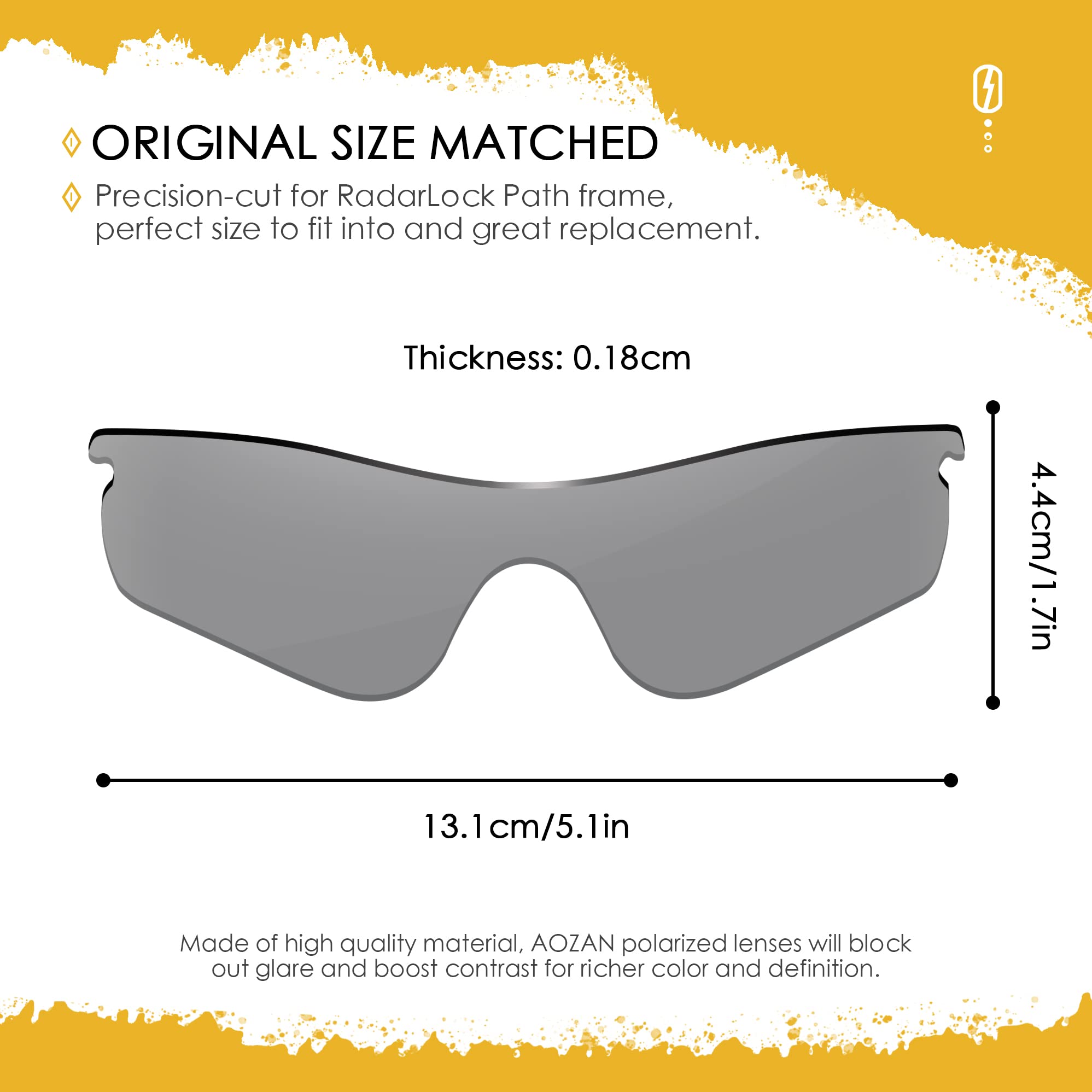 Lentes de repuesto polarizadas ANSI Z87.1 compatibles con gafas de sol Oakley RadarLock Path - Gainsboro