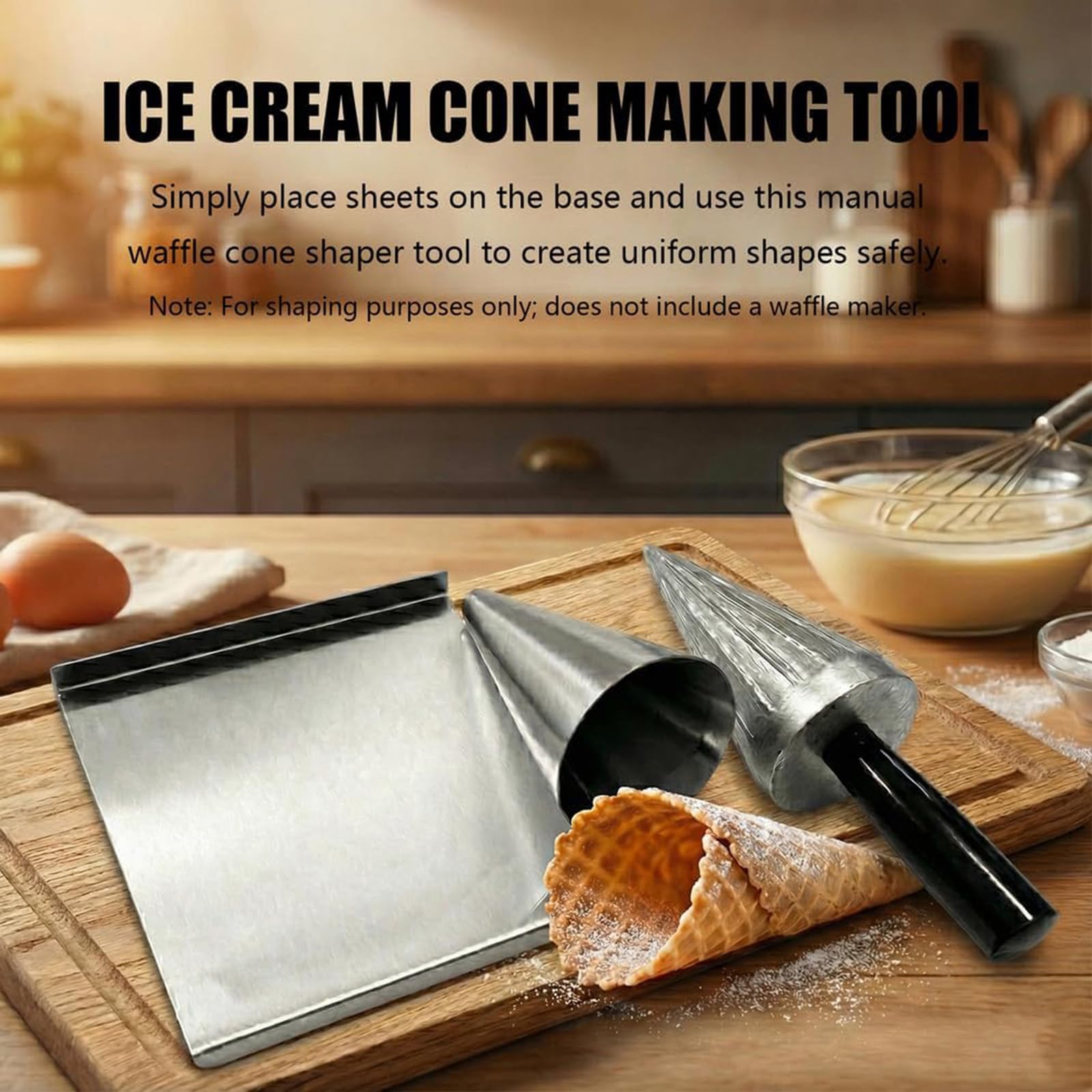 Rullo per Coni Gelato, Strumento Antiaderente per Modellare Coni, Stampo Manuale Fai-da-Te in Acciaio Inossidabile, per Preparare Involtini Primavera Croccanti E Gusci di Pasta Sfoglia, per