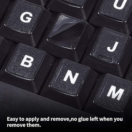 Vista 68 de Calcomanías de teclado inglés, paquete de 2 calcomanías de repuesto para teclado con fuente blanca sobre fondo negro, universales para computadora