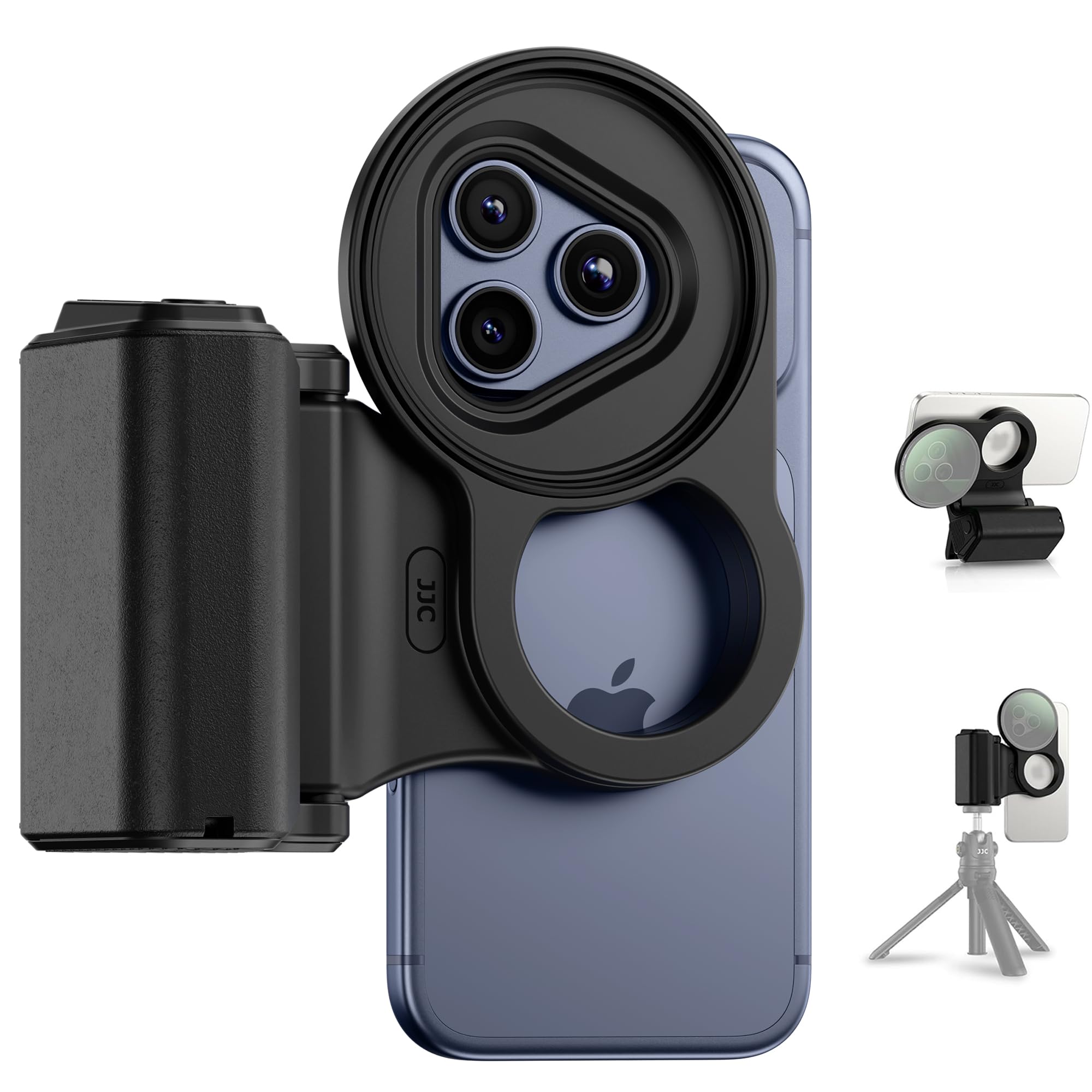 JJC 2-in-1 67-mm-Filteradapter und magnetische Handy-Handschlaufe für iPhone 17/Air, 17 Pro, 16 Pro, 15 Pro, 14 Pro – Halterung 67 mm Filter, Bluetooth-Fernbedienung, Schnappgriff-Ständer