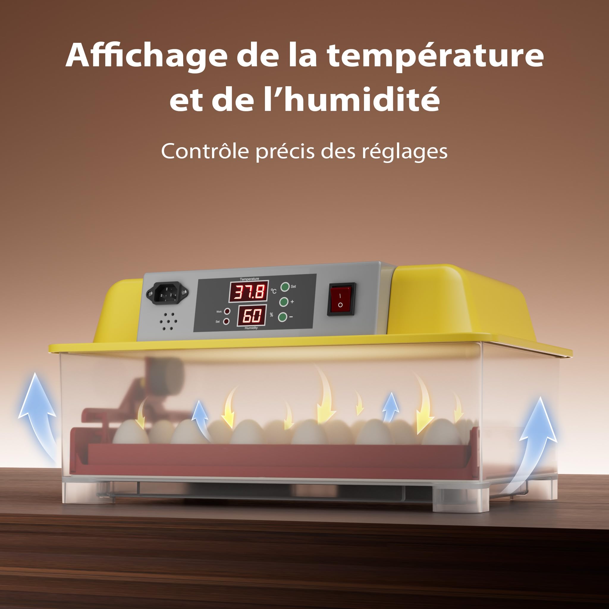 Wiltec Couveuse automatique – 100 W – pour 24 oeufs – à Retournement automatique – Appareil à couver Incubateur Couvoir Éclosoir Éleveuse oisillons
