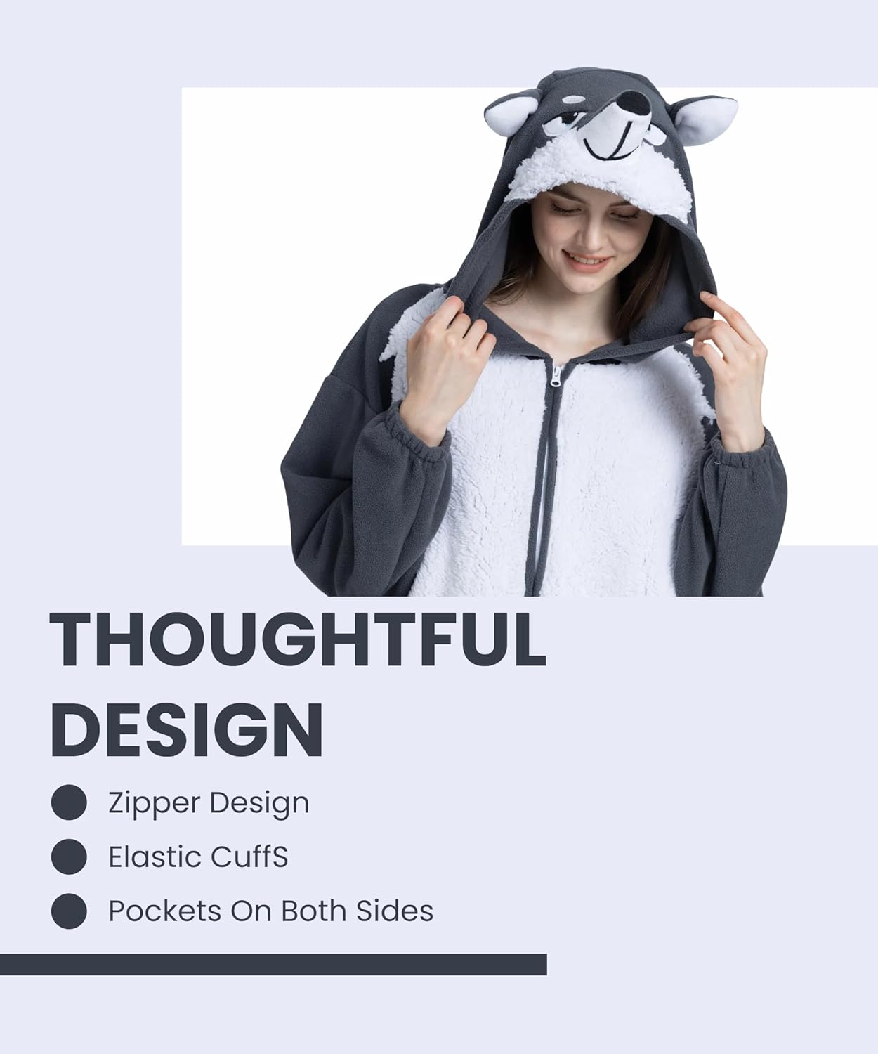 Unisex Adult Animal Onesie Pajamas, Men Women Flannel Halloween Cosplay Costume - Image 6