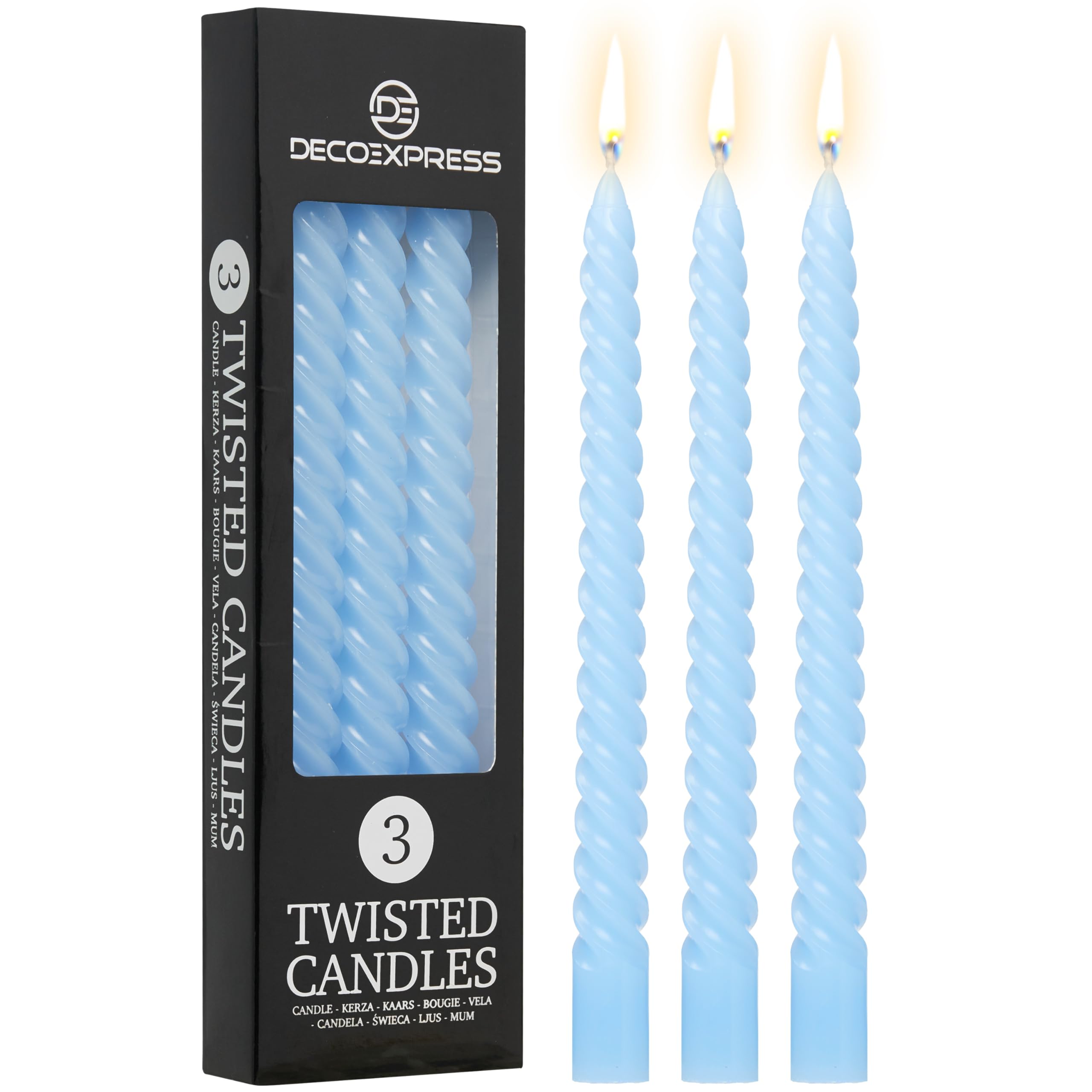 Bougies Torsadées DECO EXPRESS Lot De 6 - Blanc, 6h De Combustion, Anti-Gouttes, Non Parfumées