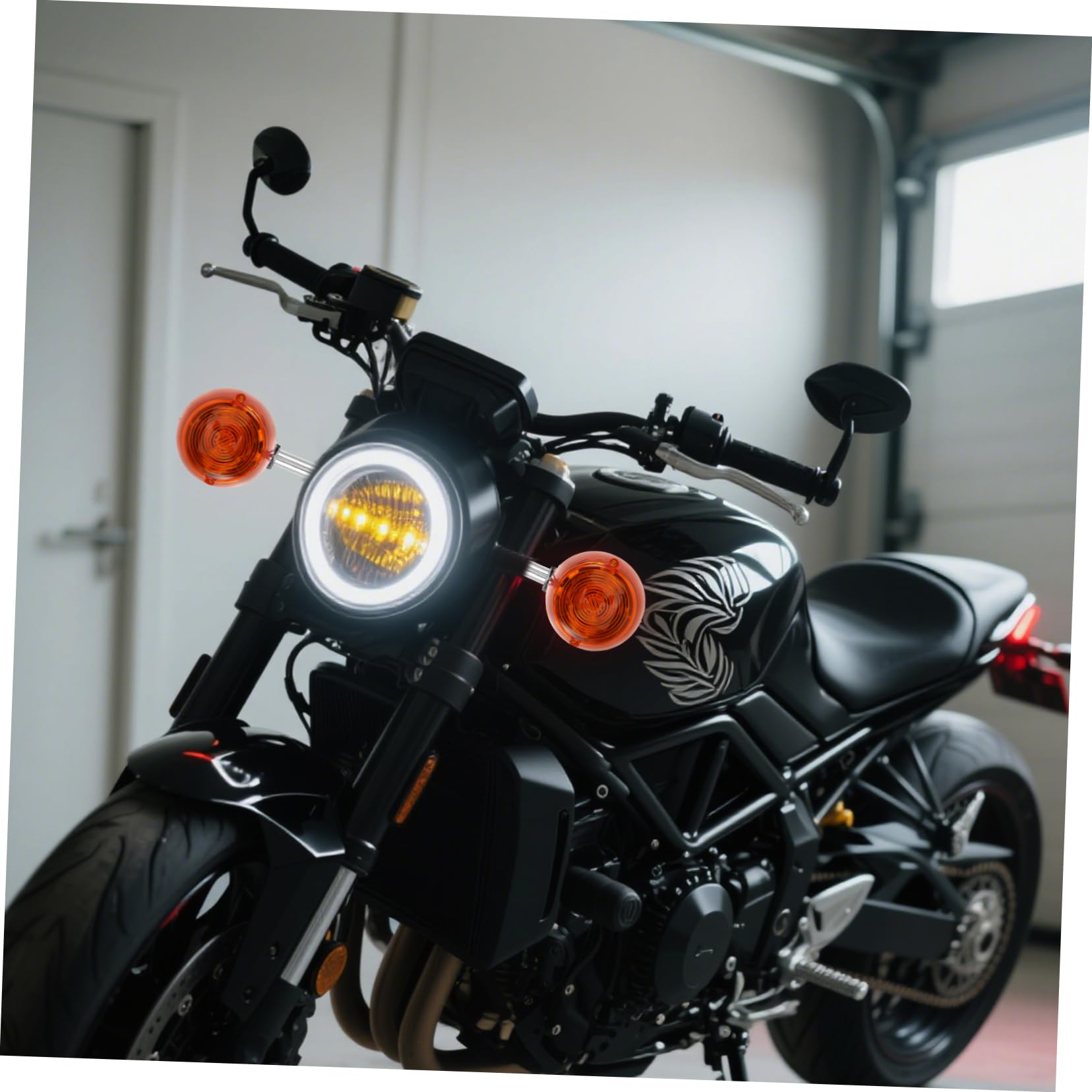 Pomarańczowe kierunkowskazy motocyklowe, odporne na warunki atmosferyczne, niskie zużycie energii, szybkie reagowanie na każdą pogodę.