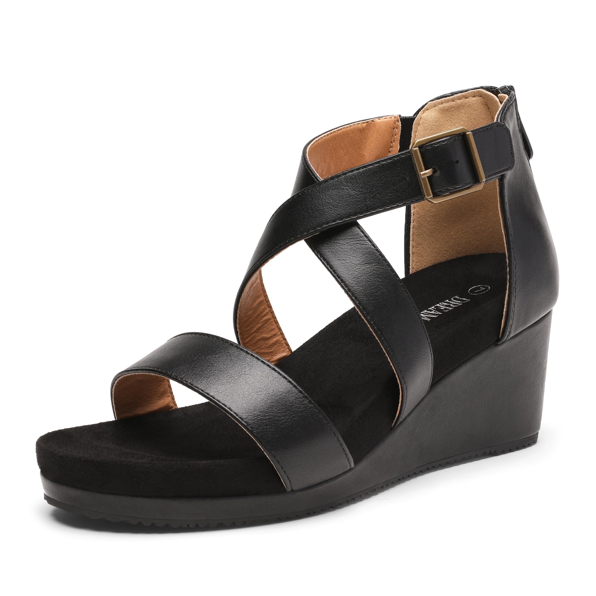 DREAM PAIRS Women's Wedge Platform Summer Sandals | Comfortable 2.4-inch wedge heels with soft faux suede footbed and adjustable strap for daily wear, or wedding dress shoes