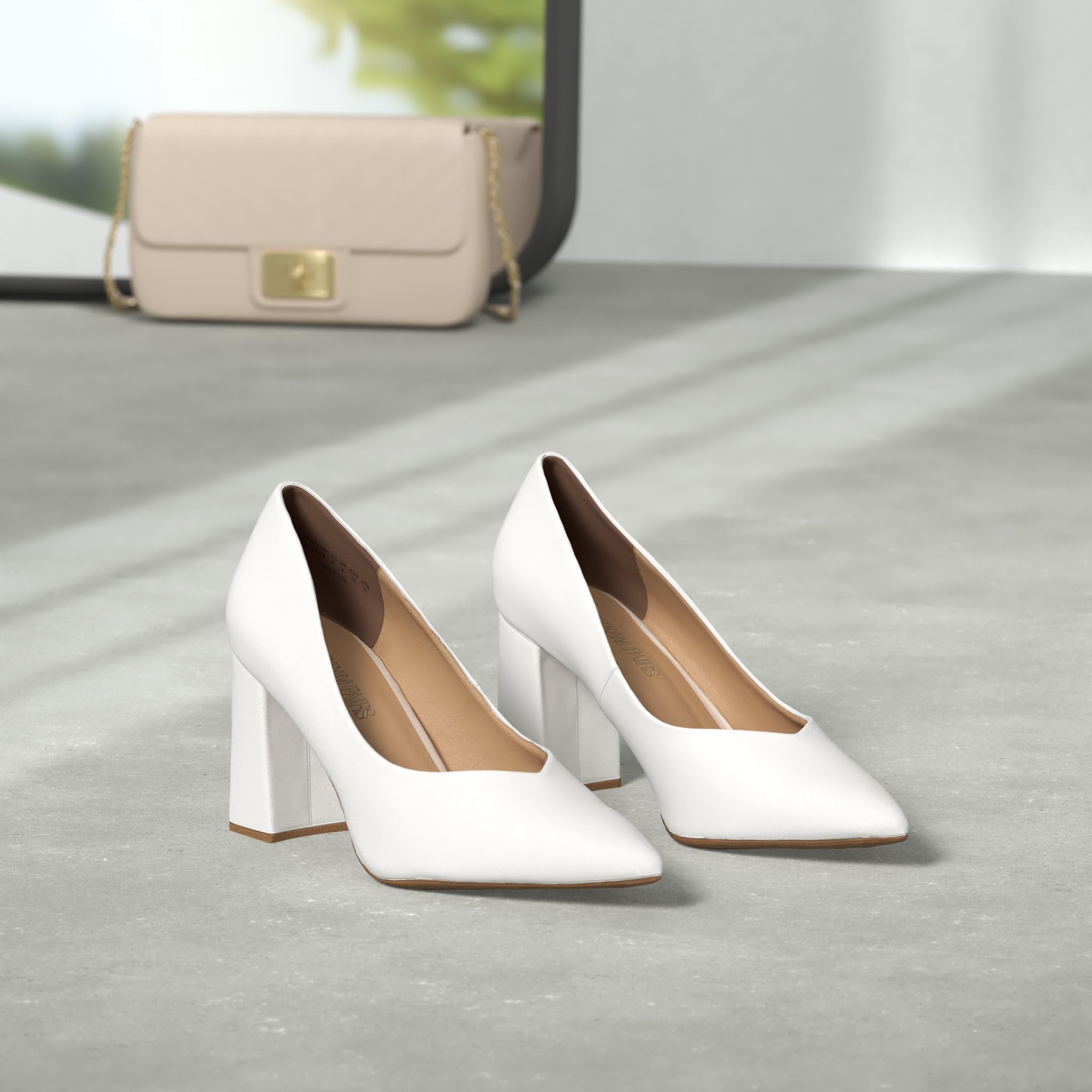 DREAM PAIRS Escarpins Femme Confort à Bout Pointu, Chaussures à Talon Bloc Élégantes pour Travail, Bureau, Mariage ou Soirée – Talon 8,5 cm