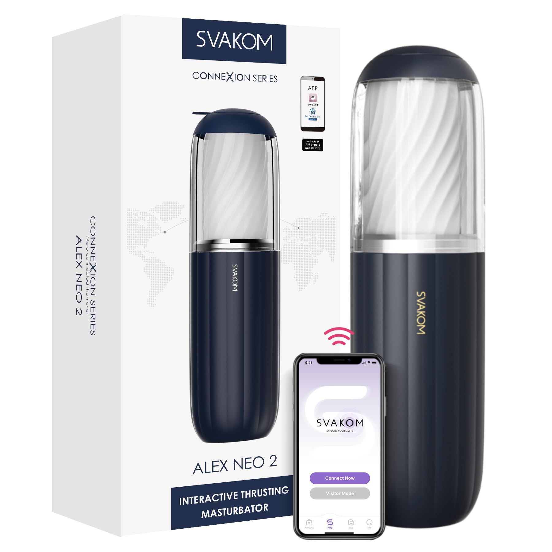 SVAKOM Alex Neo 2 Masturbieren für männer, Elektrischer Masturbator mit 7 Teleskopfunktion Rotierende Massagefunktion, Cup-Masturbatoren Taschenmuschi Sex Spielzeug für die Männer, Penispumpe Sex Toys