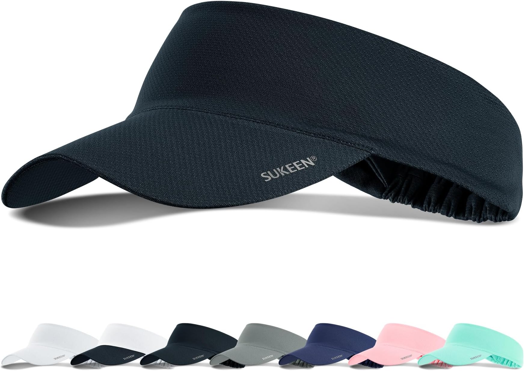 Sukeen Sun Visor Cap, Cooling Stretchy Visor with Sweatband Adjustable Baseball Cap Sun Protection Unisex Cool Visor Hat Instant Cooling Vizor Cap for Golf Tennis(55-60cm)