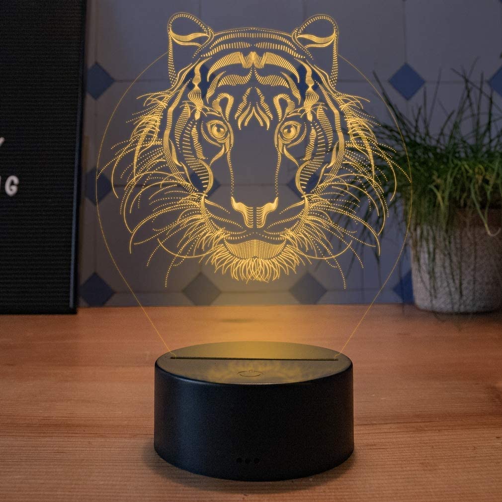 3D Löwe Nachtlicht Mit 16 Farben & Fernbedienung - Optische Täuschung, USB-Betrieb, Touch-Steuerung, Acryl