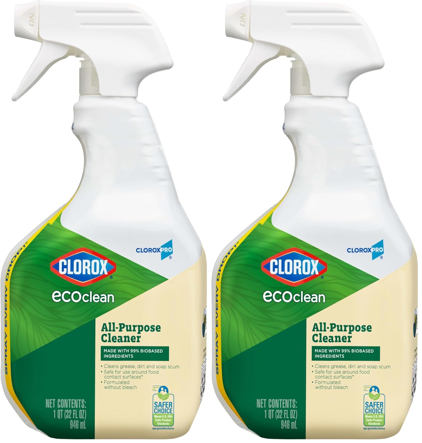 CLOROX CloroxPro EcoClean All-Purpose Cleaner Spray Bottle, 32 Fluid Ounces (Pack of 2)