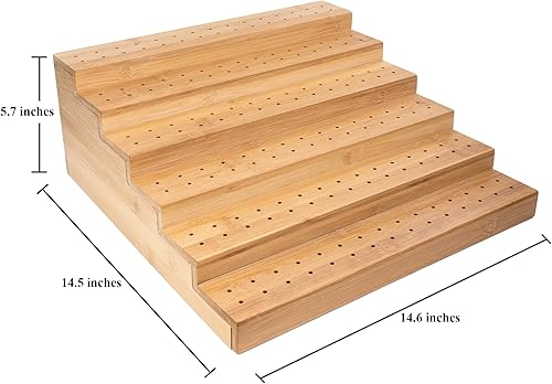 Miniatura 3 de Soporte para brochetas de bambú con 180 agujeros, ideal para bufé, fiestas de cóctel y eventos de catering, soporte de alimentos de seis niveles,