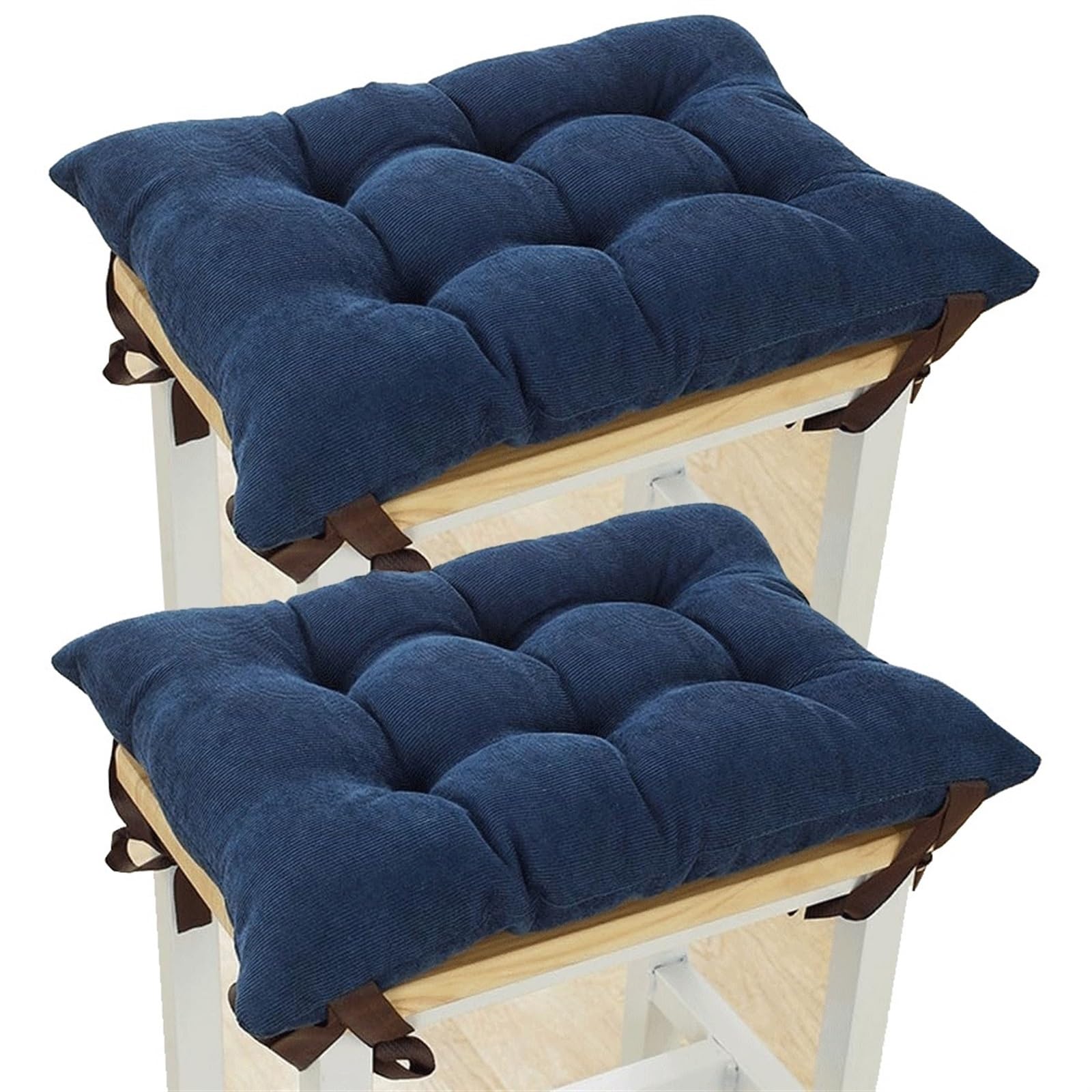 Uyeoco S12 Set Of 2 Soft Corduroy Seat Pad With Ties For Stool, 35X24cm Rectangle Stools Cushions Thick Cotton Padded Seat Cushions For Home Outdoor Garden Classroom(S12)