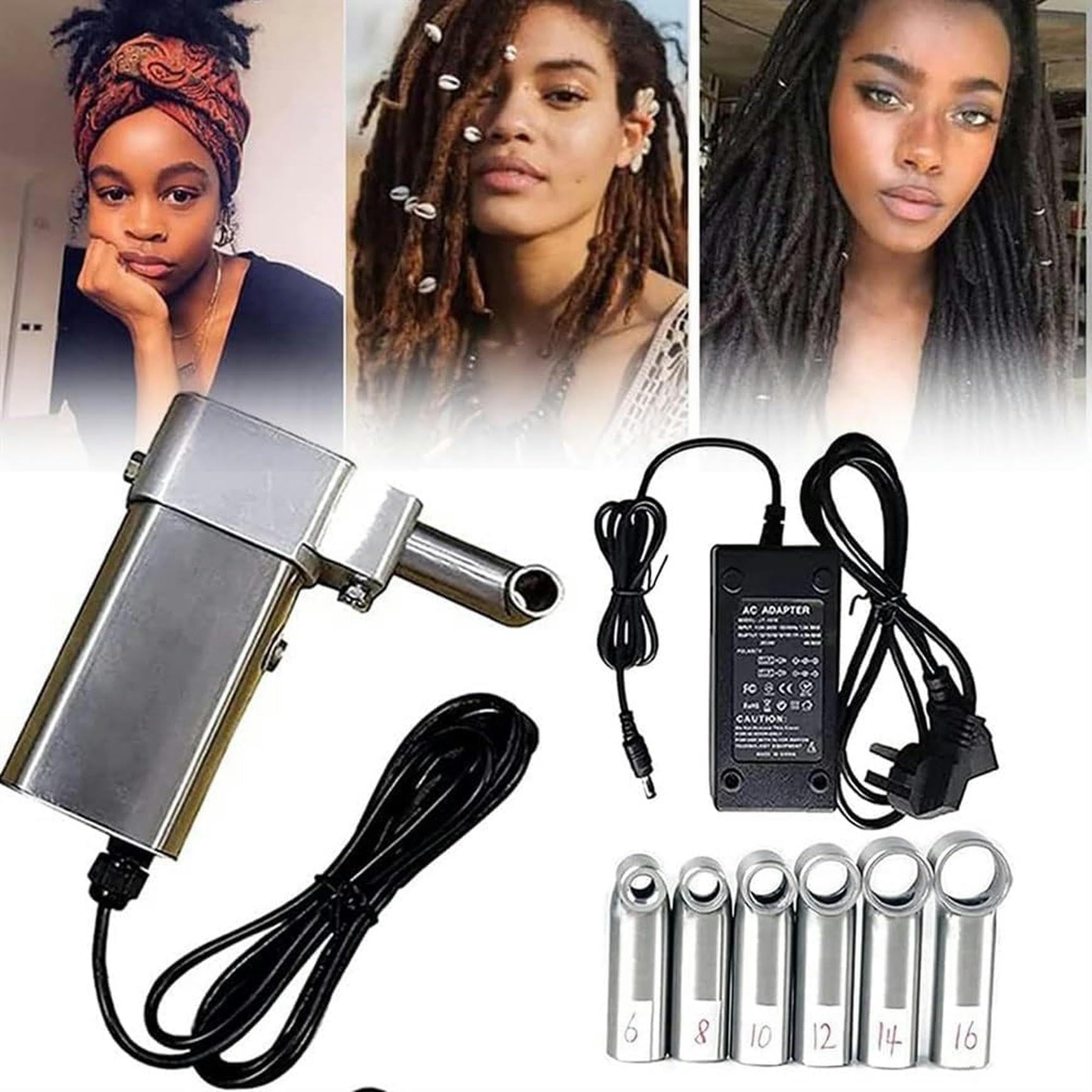 Handheld Dreadlocks Maker, 6-16mm Crochet Machine À Tricoter avec 20 Crochets Et 6 Modèles De Têtes