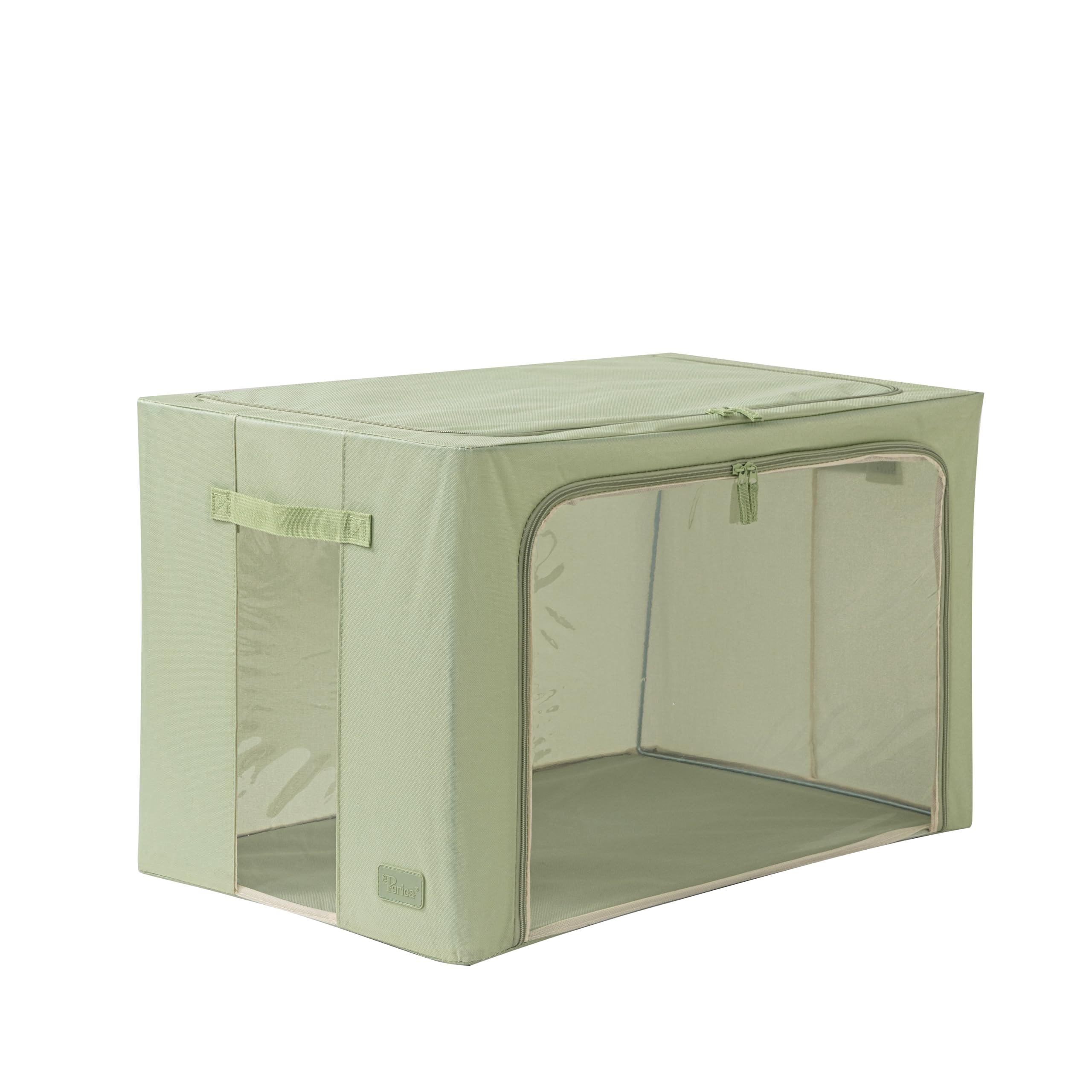 Periea ‘Beau’ Folding Collapsible Stackable Fabric Home Storage Boxes with Steel Frames (Sage, Jumbo)