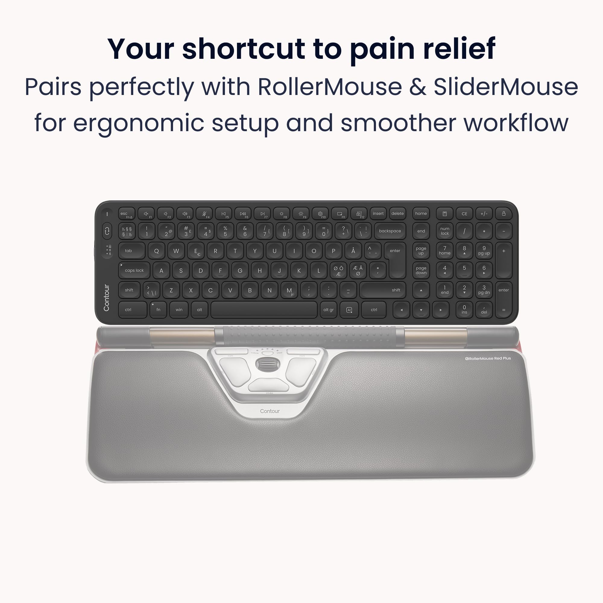 Contour Balance Keyboard | Tastiera compatta, tastierino numerico, digitazione confortevole per casa e ufficio, compatibile con Windows e Mac - Black - Wireless - PN Layout