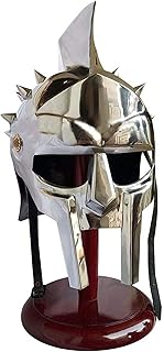 AnNafi® Gladiator Maximus Arena Helmet | Medieval Wearable Mens Helmet Full Size | Halloween Party Costumes | Larp Clothings Movie Dresses w Inner Liner