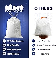 Vista 5 de Plasticplace Bolsas de basura de 13 galones │ 1.2 mil │ Forros blancos extragrandes para cubos de basura │ 24 x 31 pulgadas (50 cajas)