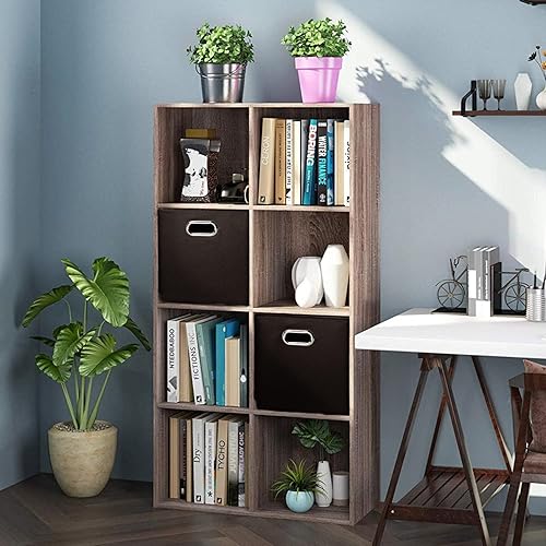 Miniatura 3 de PRANDOM Contenedores plegables de cuero de 11 x 11 pulgadas 2 unidades cestas de almacenamiento de tela cajones con asas de algodón organizador para