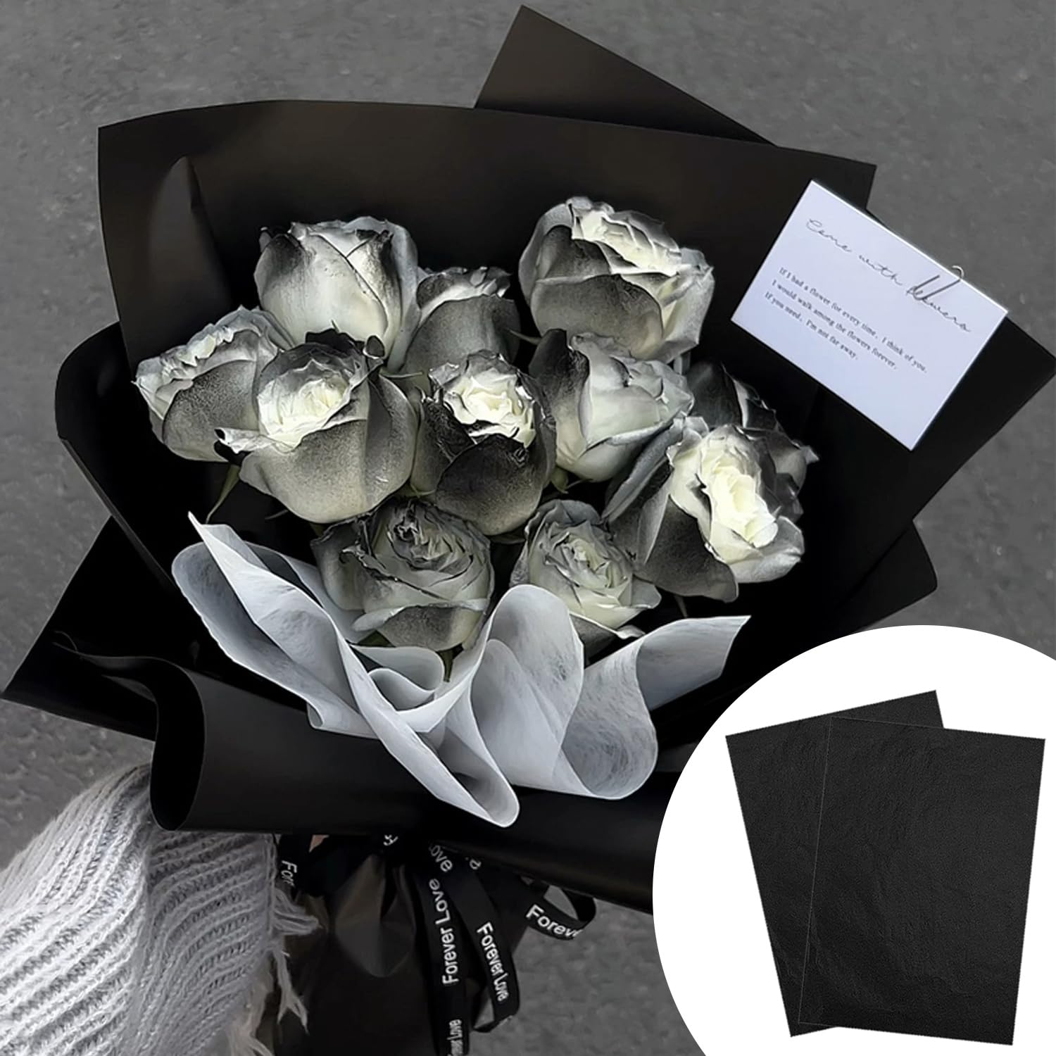 100 Fogli Carta Veline Nera A4 - Per Pacchi Regalo, Bouquet, Lavoretti DIY - Foto 8