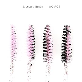 i-Laesh 100 Pcs Disposable Eyelash Brushes, Mascara Wands, Spoolies for Eyelash Extensions, Spoolie Eyebrow Brow Makeup Supplies Kit Glitter Applicator Tool Accessories Bristle (Crystal Pink)