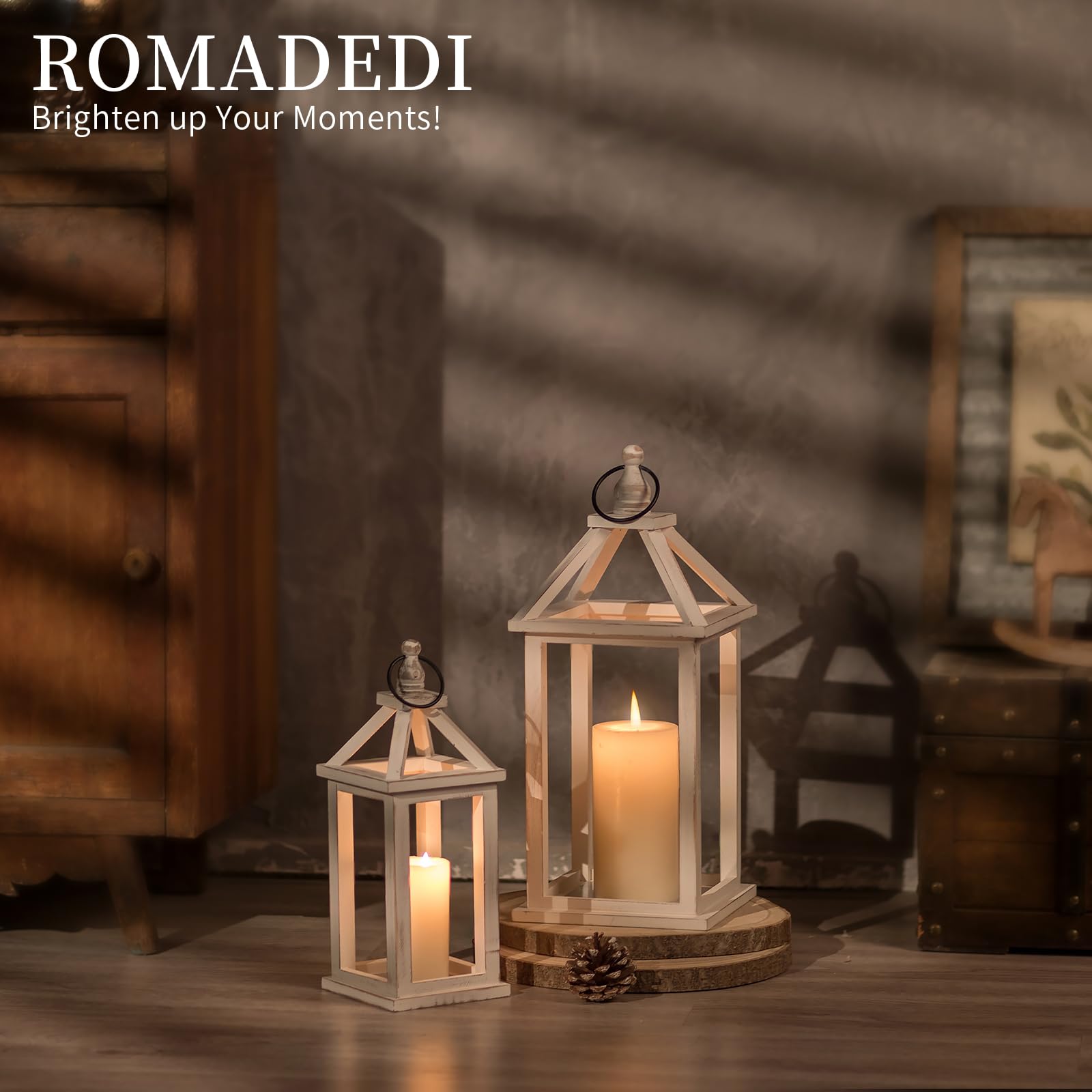 Amazon.com: Romadedi Farmhouse Wood Candle Lantern - 12