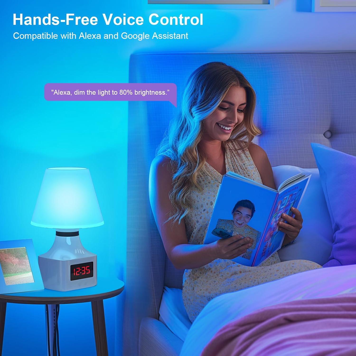 FRIDEKO HOME LED Smart Light Bulbs - Wi-Fi & Bluetooth Light Bulbs, Color Changing Light Bulb Compatible with Alexa and Google Assistant, A19 E26 RGBTW Light Bulb, 800LM (2 Pack)