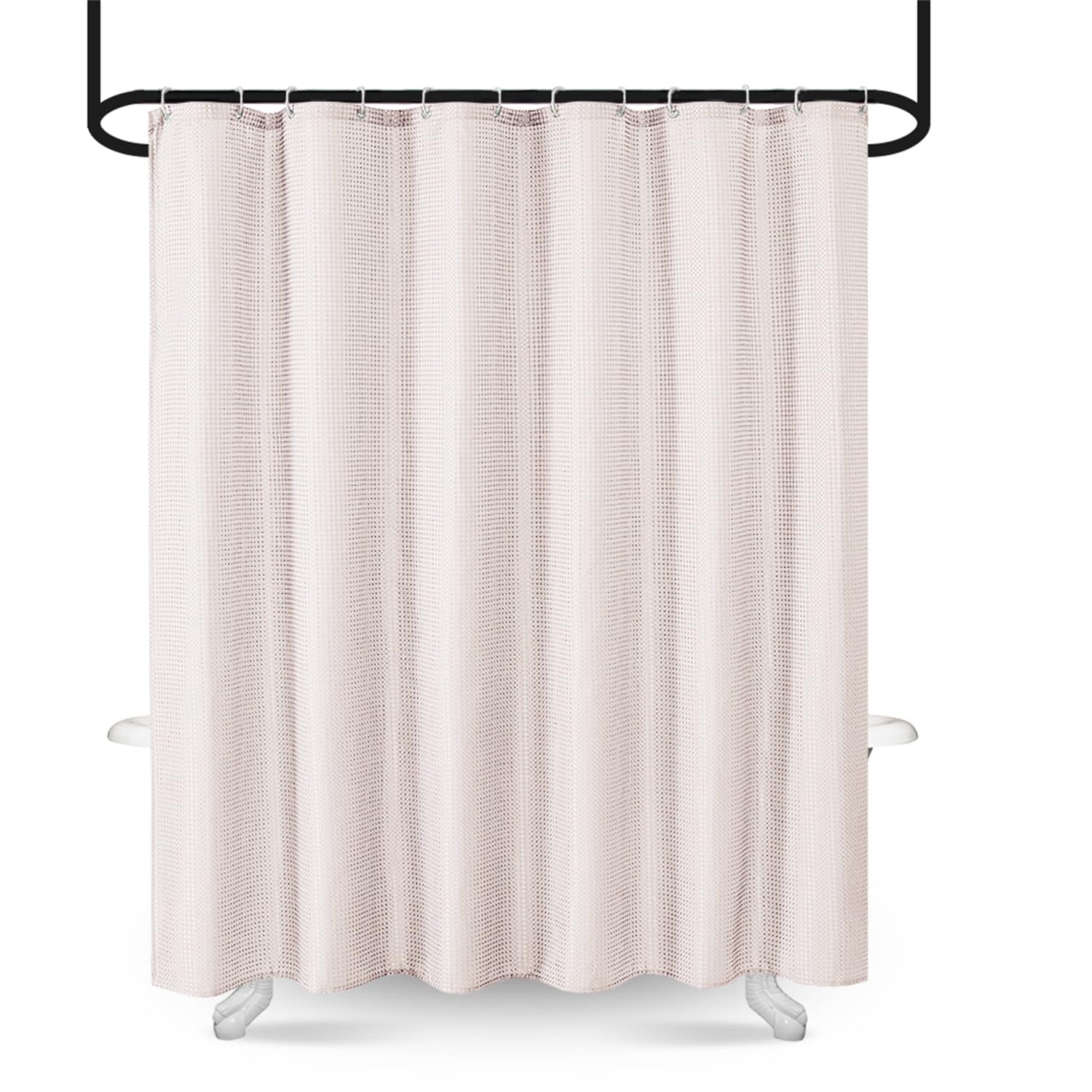 goodbath Waffle Shower Curtain, Hotel Style Shower Curtains with Mes Top Window, Anti Mould Proof Waterproof Washable (Pink, 180x150) โ image 1