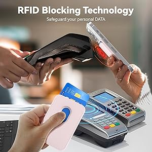 Amzone Magnetic Mag-safe Wallet Cell Phone Card Holder for Phone Case with Mag-Safe, Stronger Magnetic RFID Leather Phone Wallet Stick on Series of iPhone 15/14/13/12 and Pro/Promax, Light Pink