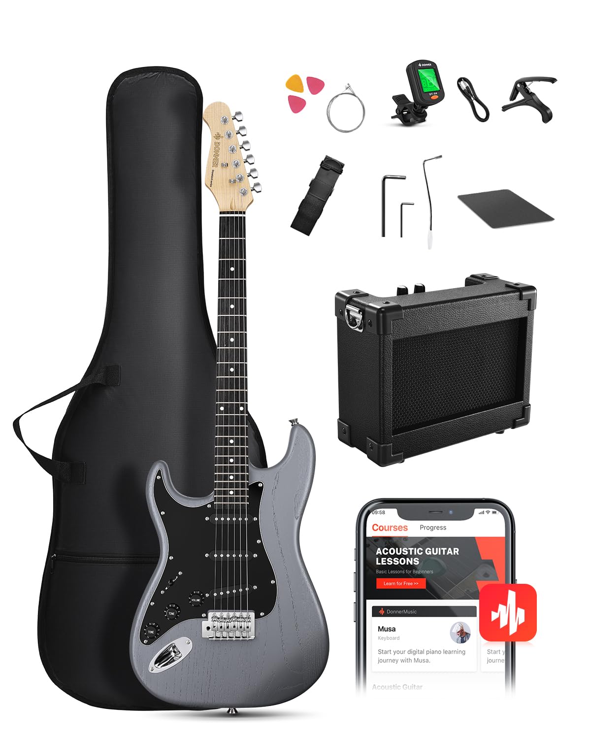 Amazon.com: DONNER DST-80 Left-Handed Electric Guitar 39” Beginner