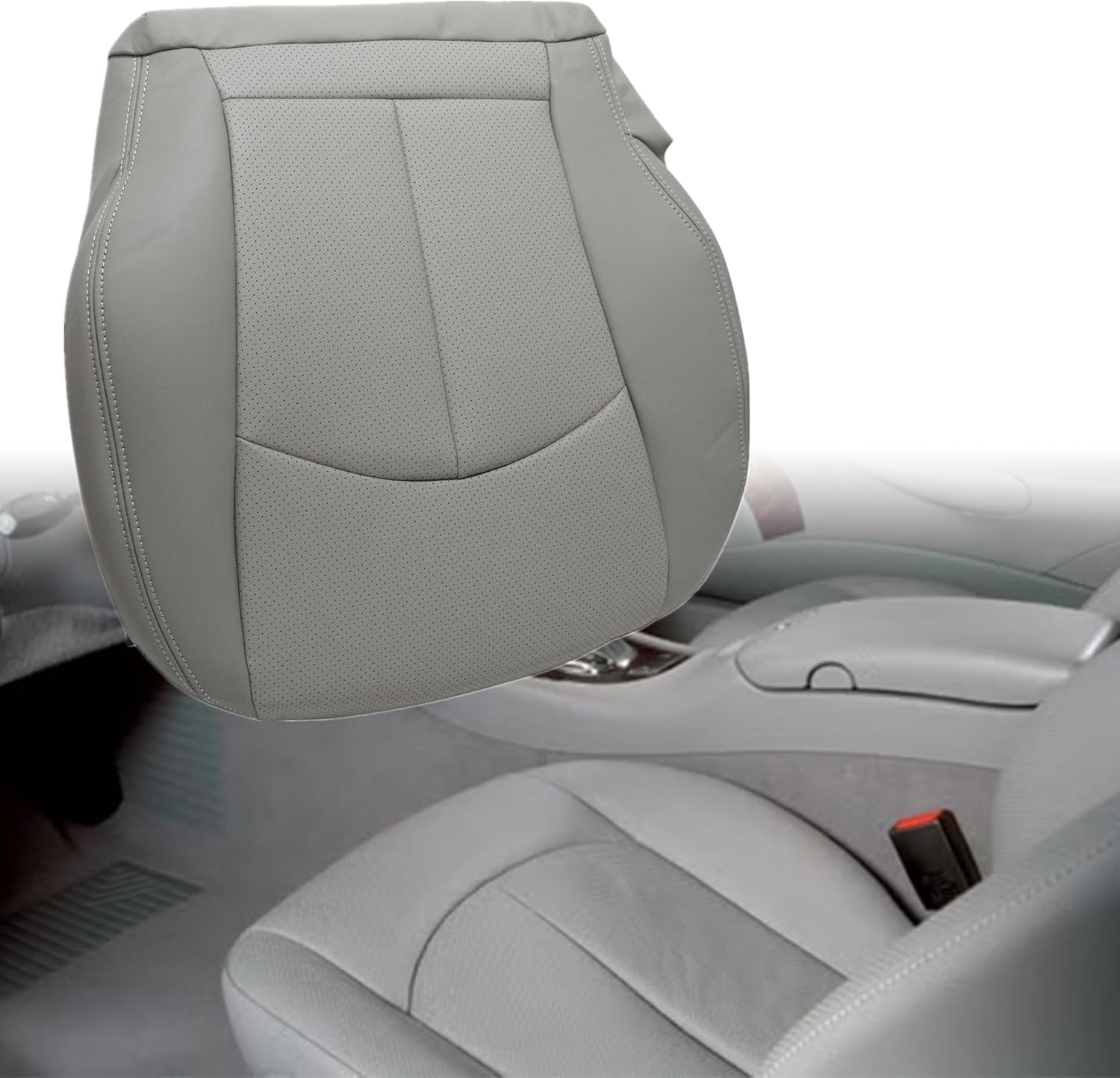 GXARTS Front Driver & Passenger Side Bottom Replacement Leather Seat Covers Gray Compatible with Mercedes Benz E63 E280 E300 E320 E350 E500 E550 2003 2004 2005 2006 2007 2008 2009