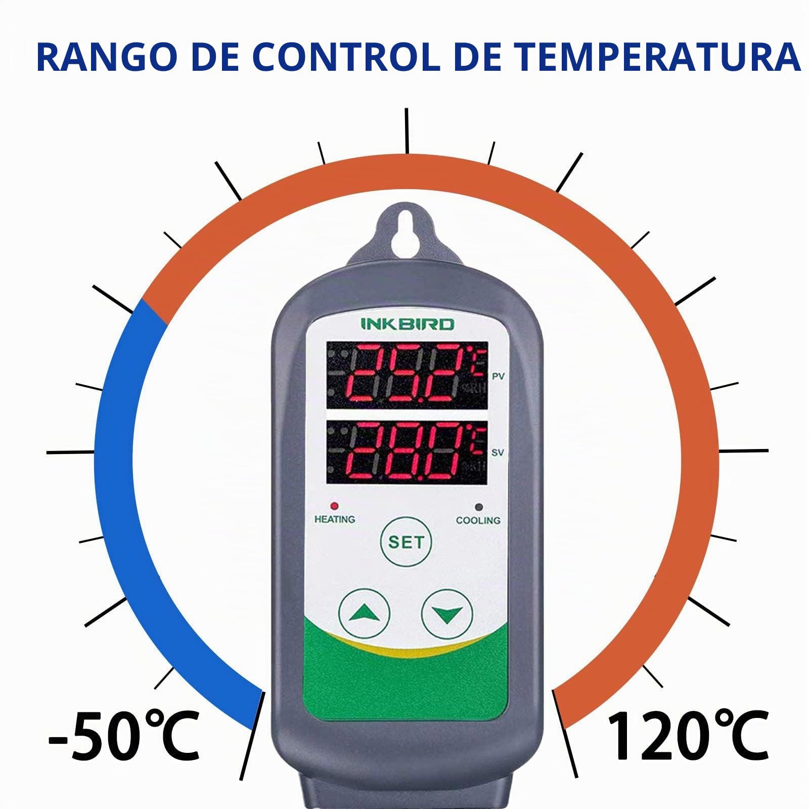 Inkbird ITC-308 Termostato con Sonda Digital,Doble Rele 220v Controlador de Temperatura Refrigeración y Calefaccion Regulador para Calentador Acuario y Peceras,Terrario Incubadoras Reptiles