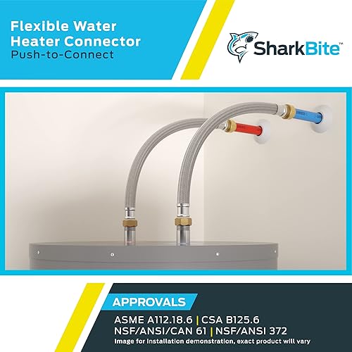 Miniatura 5 de SharkBite - Conector flexible para calentador de agua de 3/4 pulgadas x 3/4 pulgadas FIP x 12 pulgadas de acero inoxidable trenzado, conexión