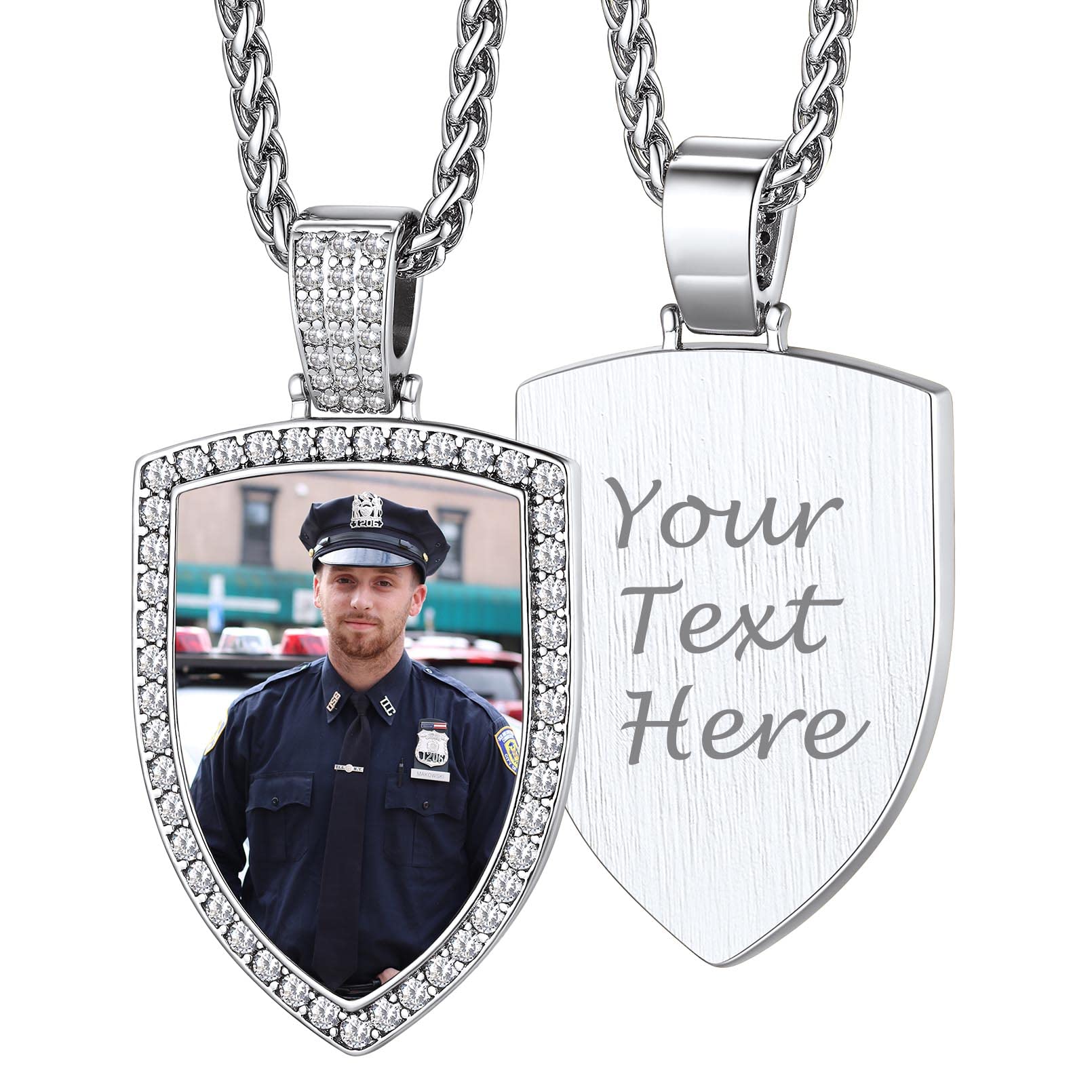 Custom4U Picture Necklace Personalized Photo Circle Chain for Men Women