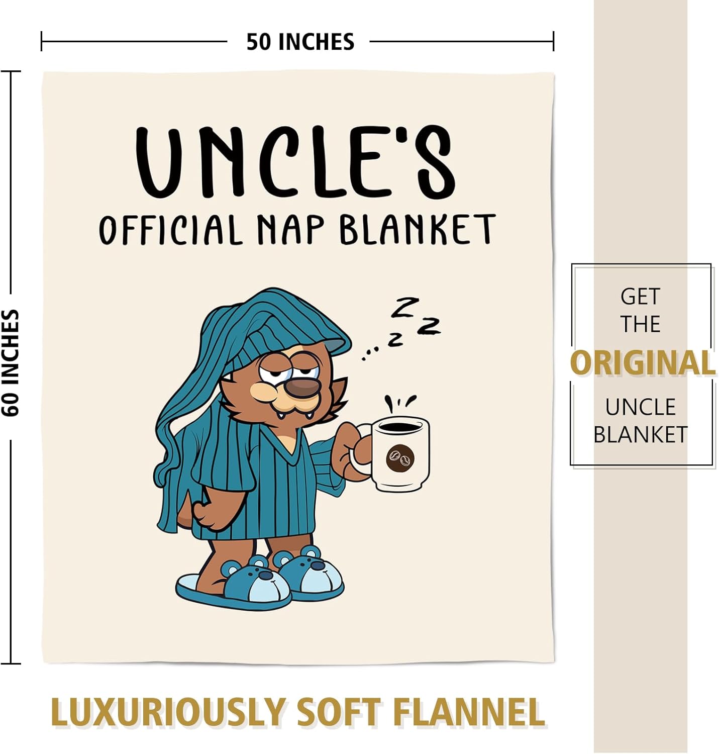 SteadStyle Christmas Uncle Gifts from Niece Nephew, Uncle Birthday Gifts Blanket, UNC Gift for Father's Day, Christmas, Thanksgiving, Fluffy Blanket for Uncles, 60'' x 50'' (Beige) - Image 3