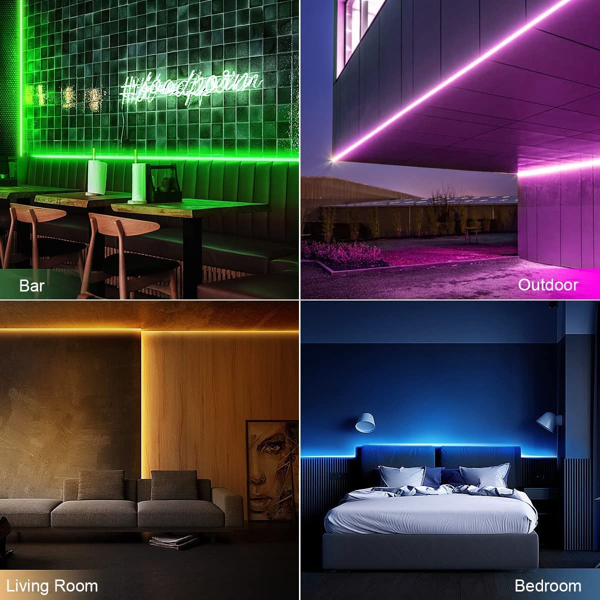 Strisce LED RGB Neon Strip con Telecomando, Controllo App, Sincronizzazione Musica, Funziona con Alexa Google Assistant, Fascia Luminosa DIY Impermeabile IP65 Per Interni Esterni Decorativa,16.4 ft