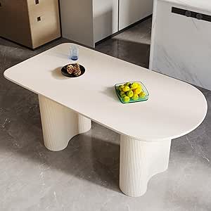 Amazon.com - Miuuod 54.5" L Cream White Dining Table Space Saving for ...