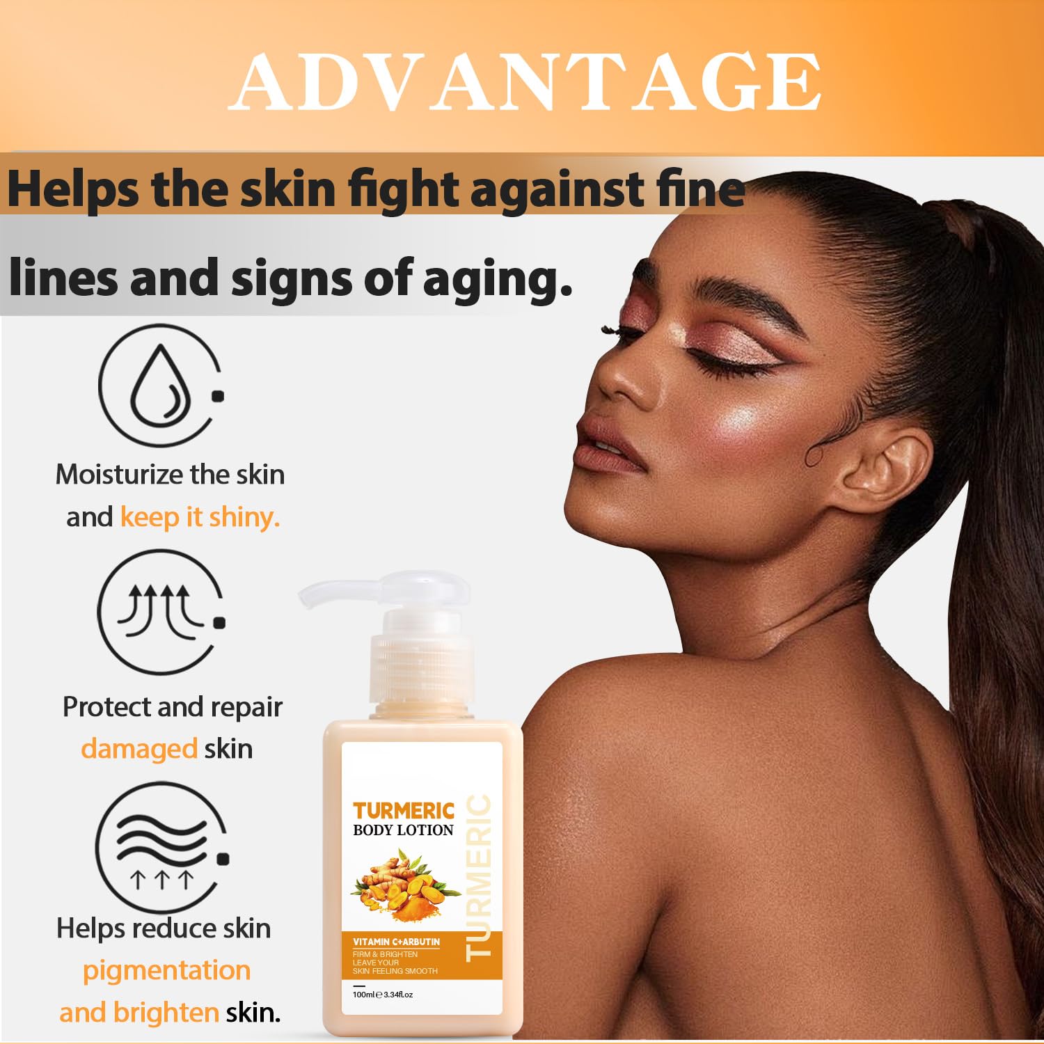 Turmeric Body Lotion, Tumeric Lotion for Remove Acne Dark Spots 100ml, 100 ml (Pack of 1) - Image 2