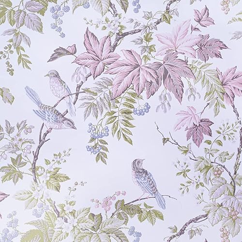 Arthome - Papel tapiz autoadhesivo para despegar y pegar papel de contacto floral de pájaros papel de pared de 17 pulgadas x 20 pies vinilo