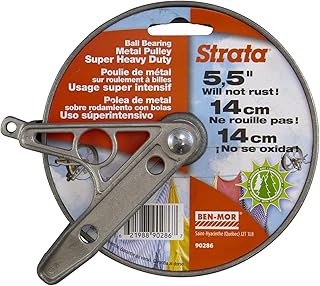 Strata Ball Bearing Style Clothesline Pulley - 5.5'' Heavy Duty Metal, Rustproof Silver for Outdoor Laundry Drying, Line Pulley for Clothes, Coats, Blankets, and More