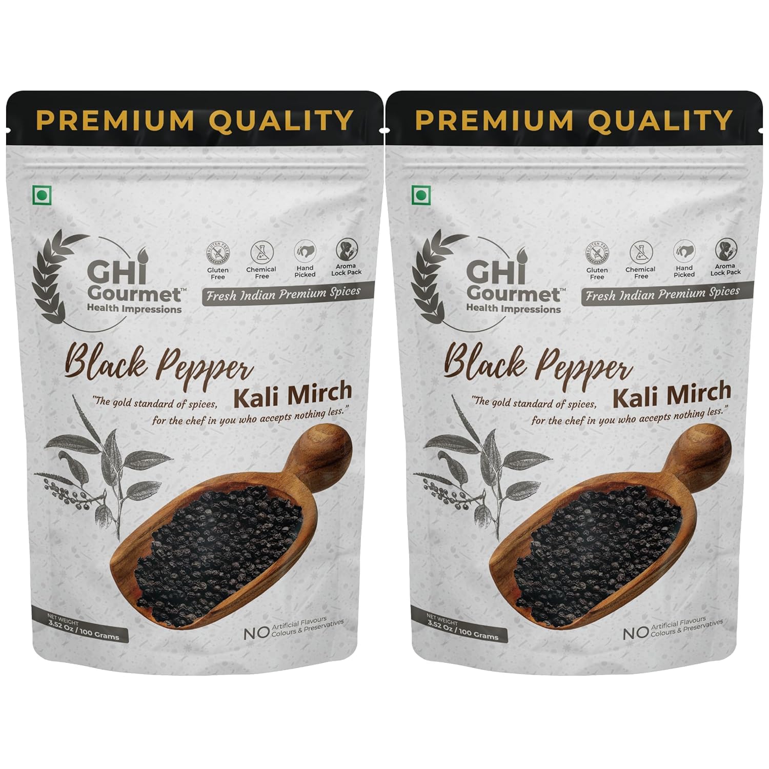 200g | Superior Grade Wayanad Region Tellycherry Bold Whole Black Pepper (Kali Mirch) (Pack of 2 x 100g) | Net Weight 200g | Aromatic, Non-GMO |100% Machine Sortex - 600 GL