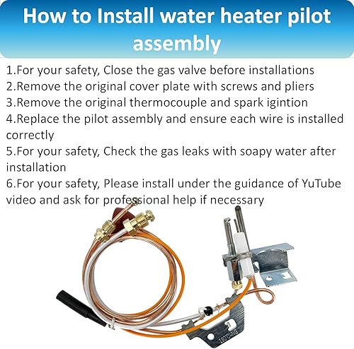Miniatura 8 de Long Term 9003542 Reemplazo de montaje piloto para calentador de agua a gas natural, compatible con Reliance, A.O.Smith, Kenmore, State GS y GSX,