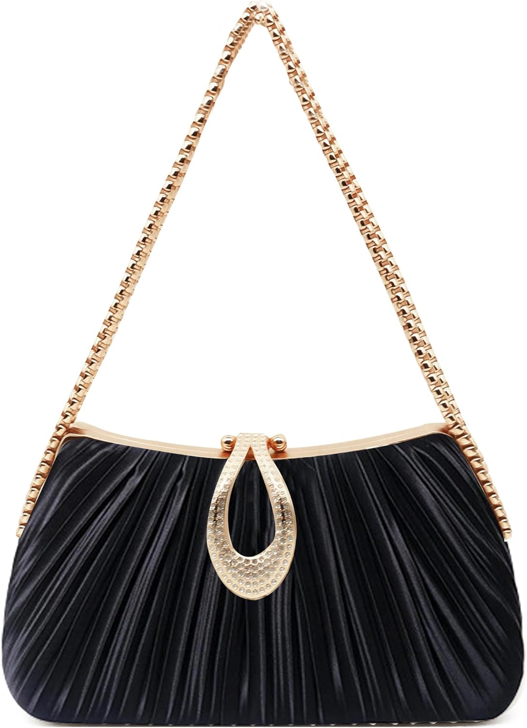 Fozehlad Elegant Clutch Purse for Women Formal, Pleated Satin Evening Clutch for Wedding Prom Nights, Cocktail& Parties