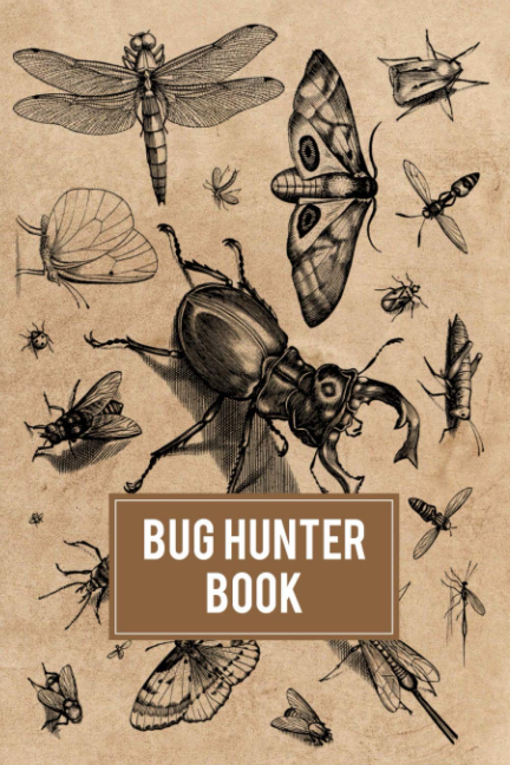 Bug Hunter Book: Bug Journal and Investigation Notebook for Insect Enthusiasts - Record Important Information About Your Bug Observations - Include a Sketch or Photo - Insects with Brown Cover Design
